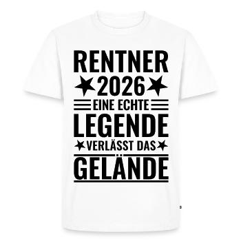 Retraités 2026 - Une légende quitte le site - T-shirt Premium bio Homme - blanc - Devant - Nico (187cm)