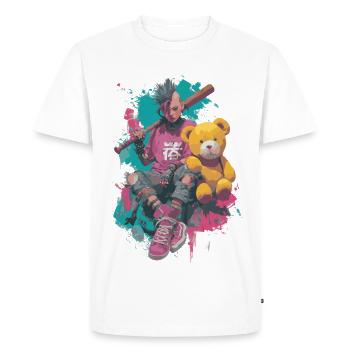 Punk Manga Rebel – Street Art Motif - Men's Premium Organic T-Shirt - white - Front - Nico (187cm)