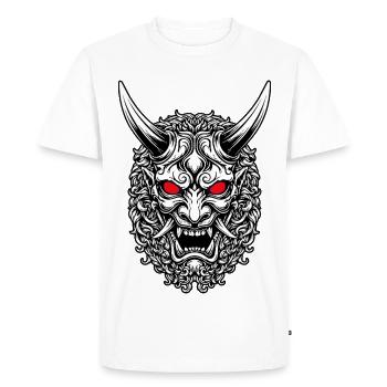 Japanese Red Portrait Oni Mask - Men's Premium Organic T-Shirt - white - Front - Nico (187cm)