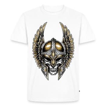 Viking Skull Gold and White Winged Helmet Totem Warrior - Men's Premium Organic T-Shirt - white - Front - Nico (187cm)