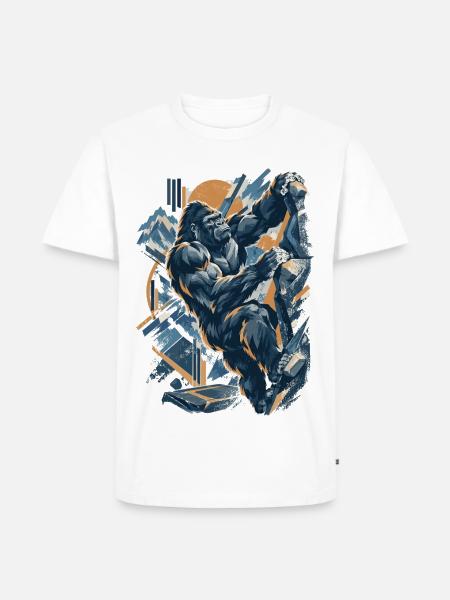 Abstrakt Gorilla Bouldern – Modernes Design - Männer Premium Bio T-Shirt - Weiß