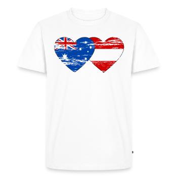Australie Autriche Drapeau Coeur Drapeau utilisé - T-shirt Premium bio Homme - blanc - Devant - Nico (187cm)