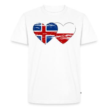 Islande Pologne drapeau coeur utilisé - T-shirt Premium bio Homme - blanc - Devant - Nico (187cm)