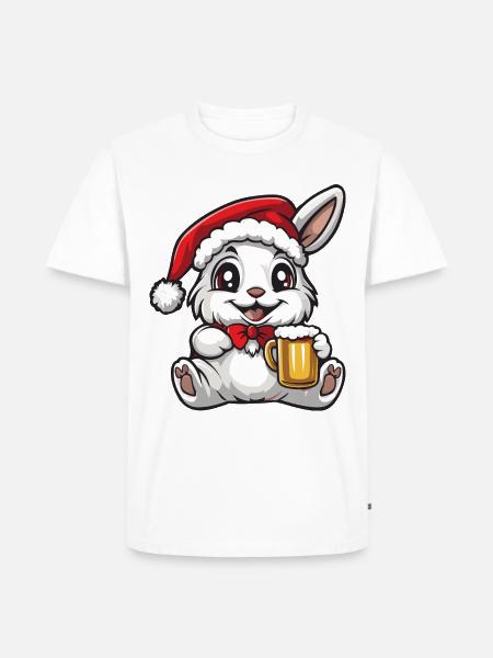 Hase Weihnachten Bier - Männer Premium Bio T-Shirt - Weiß