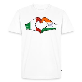Italy India Flag Hands Heart Shape Used - Men's Premium Organic T-Shirt - white - Front - Nico (187cm)