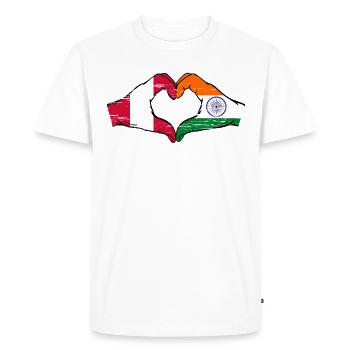 Peru India flag hands heart shape used - Men's Premium Organic T-Shirt - white - Front - Nico (187cm)