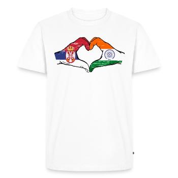 Serbia India flag hands heart shape used - Men's Premium Organic T-Shirt - white - Front - Nico (187cm)