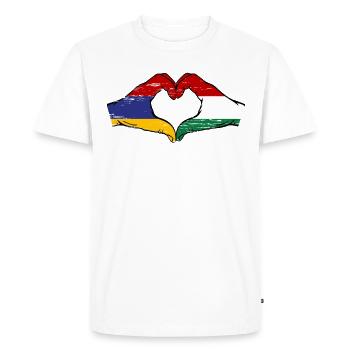 Armenia Hungary Flag Hands Heart Shape Used - Men's Premium Organic T-Shirt - white - Front - Nico (187cm)