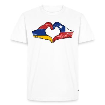 Armenia Chile flag hands heart shape used - Men's Premium Organic T-Shirt - white - Front - Nico (187cm)