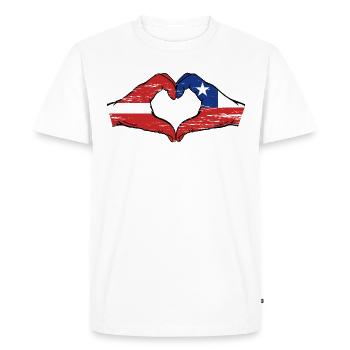 Latvia Chile flag hands heart shape used - Men's Premium Organic T-Shirt - white - Front - Nico (187cm)