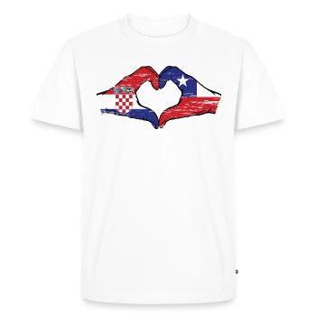 Croatia Chile flag hands heart shape used - Men's Premium Organic T-Shirt - white - Front - Nico (187cm)