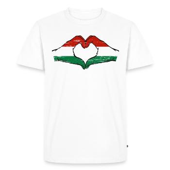 Hungary Flag Hands Heart Shape Used - Men's Premium Organic T-Shirt - white - Front - Nico (187cm)