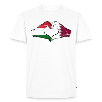 Hungary Qatar flag hands heart shape used - Men's Premium Organic T-Shirt - white - Front - Nico (187cm)