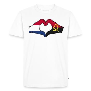 Holland Angola Flag Hands Heart Shape - Men's Premium Organic T-Shirt - white - Front - Nico (187cm)