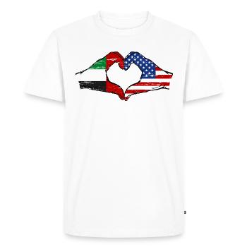 Émirats arabes unis États-Unis Drapeau Coeur - T-shirt Premium bio Homme - blanc - Devant - Nico (187cm)