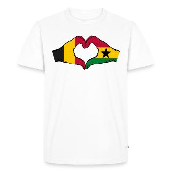 Belgique Ghana Drapeau Mains Coeur Forme - T-shirt Premium bio Homme - blanc - Devant - Nico (187cm)