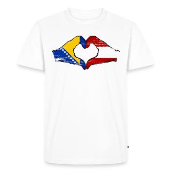 Bosnie Autriche drapeau mains forme de coeur utilisé - T-shirt Premium bio Homme - blanc - Devant - Nico (187cm)