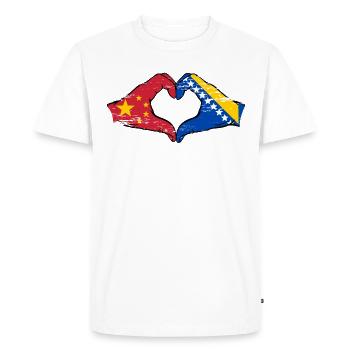 China Bosnia Flag Heart Shape - Men's Premium Organic T-Shirt - white - Front - Nico (187cm)