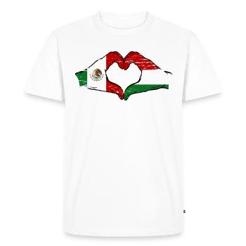 Mexico Hungary flag hands heart shape used - Men's Premium Organic T-Shirt - white - Front - Nico (187cm)