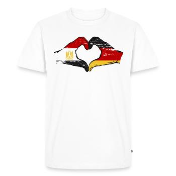 Égypte Allemagne Drapeau Mains Coeur Forme Utilisé - T-shirt Premium bio Homme - blanc - Devant - Nico (187cm)