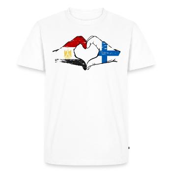 Egypte Finlande Drapeau Mains Coeur Forme Utilisé - T-shirt Premium bio Homme - blanc - Devant - Nico (187cm)