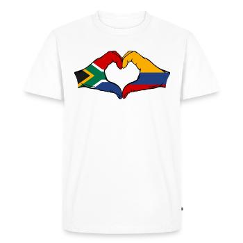 South Africa Colombia Flag Hands Heart Shape - Men's Premium Organic T-Shirt - white - Front - Nico (187cm)