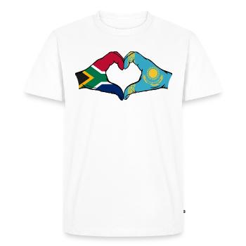 Afrique du Sud Kazakhstan Drapeau Mains Coeur Forme - T-shirt Premium bio Homme - blanc - Devant - Nico (187cm)