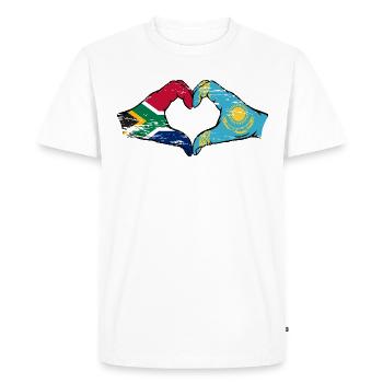 Afrique du Sud Kazakhstan drapeau mains forme de coeur utilisé - T-shirt Premium bio Homme - blanc - Devant - Nico (187cm)