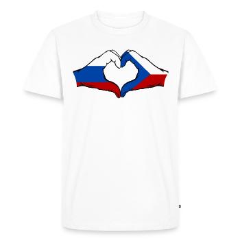 Russia Czech Republic Flag Hands Heart Shape - Men's Premium Organic T-Shirt - white - Front - Nico (187cm)