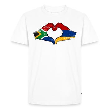 Afrique du Sud Arménie drapeau mains forme de coeur utilisé - T-shirt Premium bio Homme - blanc - Devant - Nico (187cm)