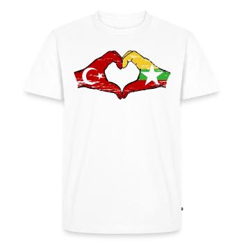 Turkey Myanmar flag hands heart shape used - Men's Premium Organic T-Shirt - white - Front - Nico (187cm)