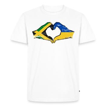 Jamaica Ukraine Hands Heart Shape Used - Men's Premium Organic T-Shirt - white - Front - Nico (187cm)
