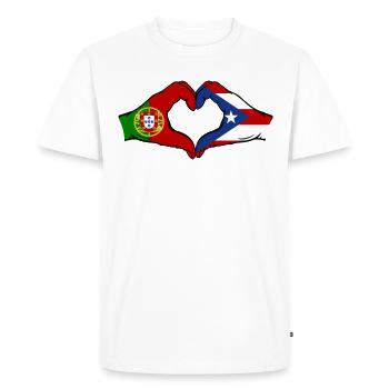 Portugal Porto Rico Mains Coeur Forme Utilisé - T-shirt Premium bio Homme - blanc - Devant - Nico (187cm)