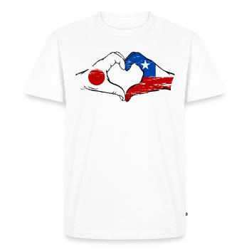 Japan Chile flag hands heart shape used - Men's Premium Organic T-Shirt - white - Front - Nico (187cm)