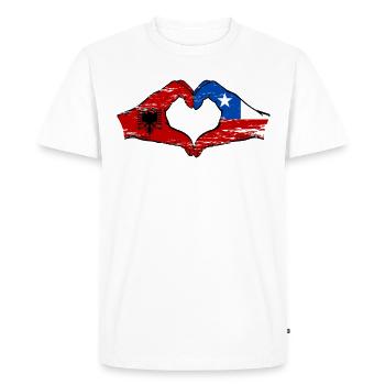 Albanie Chili drapeau mains forme de coeur utilisé - T-shirt Premium bio Homme - blanc - Devant - Nico (187cm)