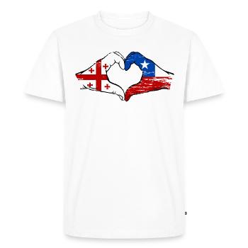 Georgia Chile Flag Hands Heart Shape Used - Men's Premium Organic T-Shirt - white - Front - Nico (187cm)