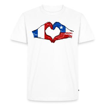 France Chile flag hands heart shape used - Men's Premium Organic T-Shirt - white - Front - Nico (187cm)