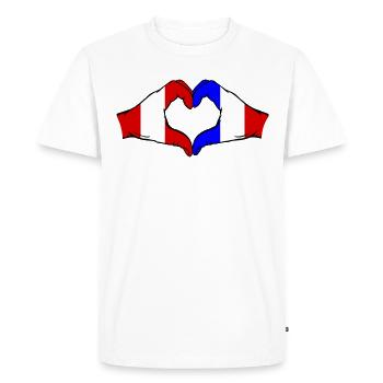 Peru France Hands Heart Shape - Men's Premium Organic T-Shirt - white - Front - Nico (187cm)
