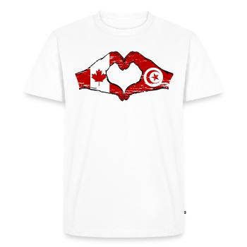 Drapeau du Canada Tunisie mains en forme de coeur utilisé - T-shirt Premium bio Homme - blanc - Devant - Nico (187cm)