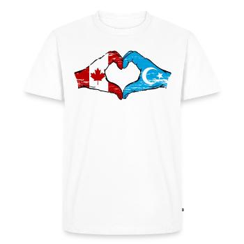 Canada Drapeau ouïghour mains forme de coeur utilisé - T-shirt Premium bio Homme - blanc - Devant - Nico (187cm)