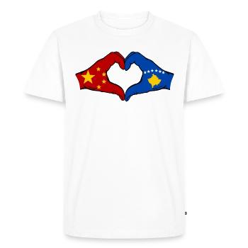 China Kosovo Flag Hands Heart Shape - Men's Premium Organic T-Shirt - white - Front - Nico (187cm)