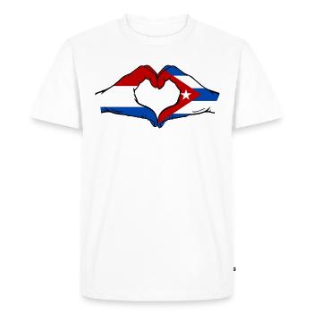 Holland Cuba Flag Hands Heart Shape - Men's Premium Organic T-Shirt - white - Front - Nico (187cm)