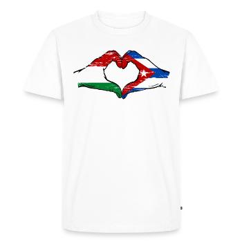 Hongrie Cuba Drapeau Mains Coeur Forme Utilisé - T-shirt Premium bio Homme - blanc - Devant - Nico (187cm)