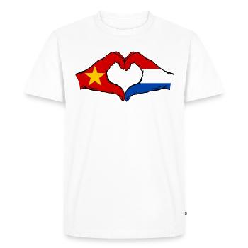 Vietnam Holland Flag Hands Heart Shape - Men's Premium Organic T-Shirt - white - Front - Nico (187cm)