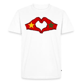 Vietnam Maroc Drapeau Mains Coeur Forme - T-shirt Premium bio Homme - blanc - Devant - Nico (187cm)