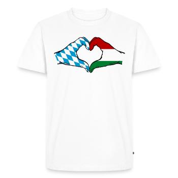 Bavaria Hungary Flag Hands Heart Shape - Men's Premium Organic T-Shirt - white - Front - Nico (187cm)