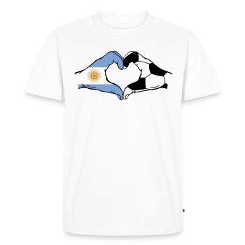 Argentine Football Drapeau Mains Coeur Forme - T-shirt Premium bio Homme - blanc - Devant - Nico (187cm)