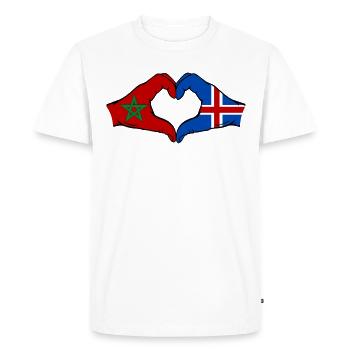 Maroc Islande Drapeau Mains Coeur Forme - T-shirt Premium bio Homme - blanc - Devant - Nico (187cm)