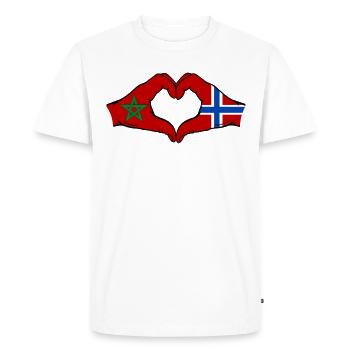 Maroc Norvège Drapeau Mains Coeur Forme - T-shirt Premium bio Homme - blanc - Devant - Nico (187cm)