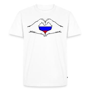 Russia Flag Hands Heart Shape - Men's Premium Organic T-Shirt - white - Front - Nico (187cm)
